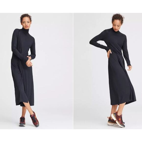 Rag & Bone NWT Black Draped Shaw Midi Dress- Size XXS - Picture 7 of 11